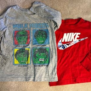 Hulk and Nike Boys Long Sleeve Tshirts Size 2T